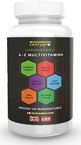 Zestypro A–Z Multivitamins and Minerals / Key Nutrients / Enhance Energy / Increase Brain Functioning / Immunity Support / Maximise Health / Manufactured in the UK - 100% Money Back Guarantee.