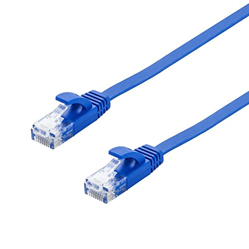 MultiKabel Flachbandkabel 0.5m CAT6 RJ45 Ethernet Lan NetzwerkKabel Patchkabel flach – 2 Pack – 0,5 Meter Grau und Blau + 15 Kabelbinder - 5