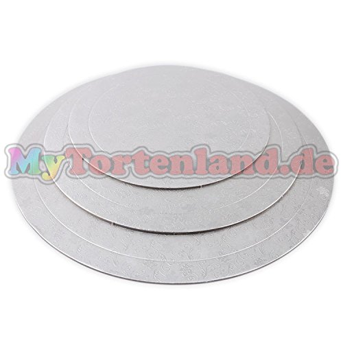 Rund Tortenunterlage Silber 3'er Set