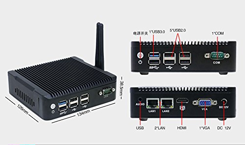 . J1900 Mini PC Fanless PC Nano PC with 4G RAM 64G SSD Dual Nic Support Linux/windows Dual Lan usb3.0 VGA HDMI Serial Port - 5