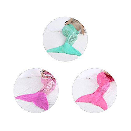 LANGRIA Meerjungfrau Decke Glitzernde Flanell Decke Fischschwanz Decke für Mädchen Damen Alle Jahreszeiten 60 “ x 25 “ (Rosa) - 7