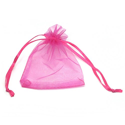 OULII 7*9cm Organza Drawstring Gift Bags Wedding Favor Bags Jewellery Pouches - 100 pcsset (Rosy)