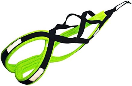 Weight Pulling Dog Harness, X-Back for Bike, Scooter, Canicross, Sleigh, Skijoring in Black Neon Yellow, XX-Large