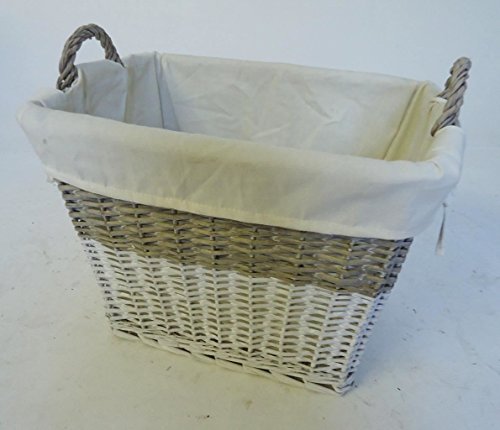 Shabby Chic weiß Weidenkorb HOME Log Wäschetruhe Wäschekorb Wäschebox Wäschesammler mit Griffen [Full Set (S, M, L)] - 2