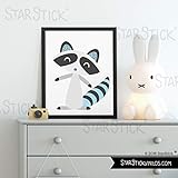 Marco no incluído Lámina decorativa para cuadros escandinava - Mapache estilo nórdico - Cuadros infantiles - A4-210 x 297 mm