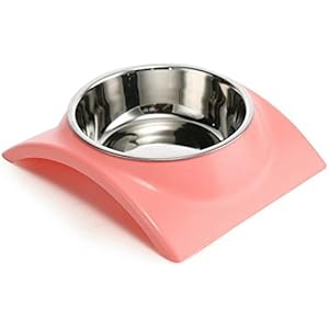 Joyfeel buy 1 Stück Haustier Schüssel Edelstahl Hundeschüssel Katze Schüssel Rutschfeste Hundenapf für Haustiere essen und trinken (Rosa) 19.5*16.8*4cm