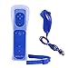 Produktbild AMGGLOBAL Integriert in Motion Plus Fernbedienung Nunchuk Controller Für Nintendo WII Fern WII + GRATIS SILIKON HÜLLE PINK SCHWARZ BLAU WHIE ROT DARKNESS blau - Dunkelblau