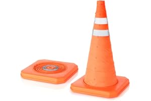 LIFE IS SIMPLE Leitkegel faltbar in 60cm Höhe | Pylonen faltbar zum platzsparenden Verstauen | Ausgestattet mit reflektierenden Streifen und damit geeignet als Absperrkegel oder Absperr Pylonen