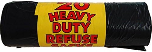 Otlcreations 200 Black Bin Liners Heavy Duty - Refuse Sacks Strong Tear Resistant Bin Bag Rolls - Perfect for Home Office Use - 50L, Foil Thickness: 20 Micron