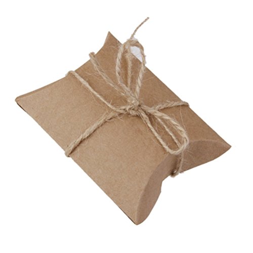 ROSENICE Kraft Papier Tüten Süßigkeiten Boxen Vintage braune Verpackung Geschenk-Boxen mit Seil Hochzeit Gunst Packung von 50