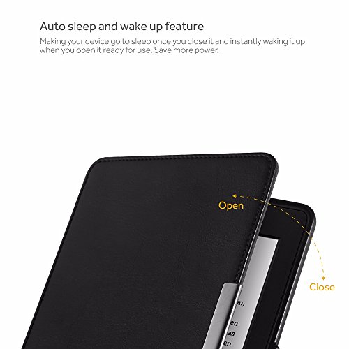 Kindle Paperwhite Hülle, EasyAcc Smartshell Case Kompatibel für Alle Kindle Paperwhite Die dünnste und Leichteste Schutzhülle (für Alle Vorgängermodelle von 2012, 2013, 2014 und Den Neuen Kindle Paperwhite 2015 Mit Sleep / Wake up Funktion – Schwarz - 3