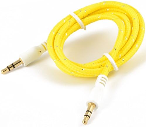 1M Stereo AUX Male Jack Plug 3.5mm Braided Cable Gold Plated MP3 iPod Car Audio YELLOW