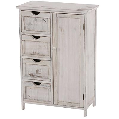 Mendler Commode / armoire, 82x55x30cm, shabby chic, vintage ~ blanc