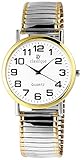 Herrenuhr Weiß Silber Gold Analog Metall Quarz Armbanduhr
