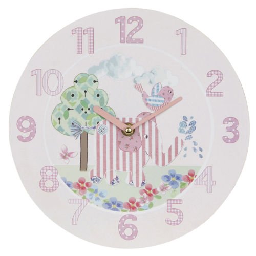 WALL CLOCK LITTLE BIRD AND ELLIE PINK WALL CLOCK NEW BOXED