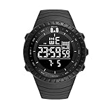 Armbanduhren Mode-Accessoires, M?nner Sport Digitalanzeige Hintergrundbeleuchtung Woche Datum Alarm Armbanduhr Geschenk - Schwarz
