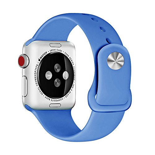 ZRO para Apple Watch Correa  Silicona Suave Reemplazo Sport Banda para 42mm iWatch Serie 3  Serie 2  Serie 1  Talla M L  Azul Real