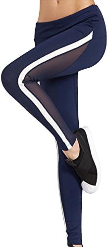 Alxico Women High Waist Sexy Skinny Leggings Yoga Pants Active Workout Patchwork Mesh Push Up Yoga Pants
