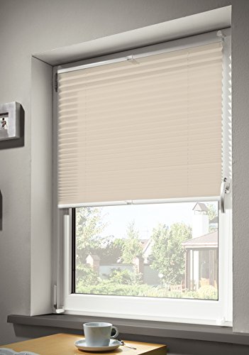 mydeco® 60x130 cm [BxH] in creme - Plissee Jalousie ohne bohren, Rollo für innen incl. Klemmträger (Klemmfix) - Sonnenschutz, Sichtschutz für Fenster