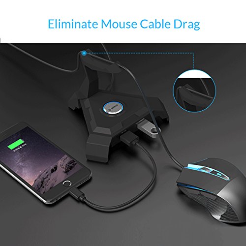 ORICO Gaming Multifunktions-Kabelclip Mauskabelhalter & USB3.0 Hub mit freistehendem Datenkabel - 3