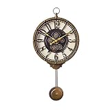 Jardin Horloge murale Horloge murale de vitesse Rétro Style décoratif Horloge, Convient for chambre à coucher, salon, bureau, salle à manger, bureau Accrocher Horloge (Color : Brown)