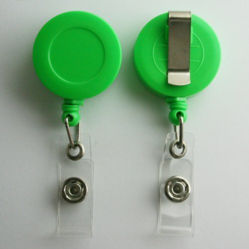 5 Retractable Reel ID Badge Key Card Name Tag Holders with Belt Clip - Choose 1 of 10 Colors (Green) by Simply Sew