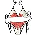 Produktbild Adjustable Bikini Set Halter Ladies Swimming Costume, Sketching of A Colossal Dahlia Blossom Retro Style In Blood Red Colored Single Flower,Halter Beach Bathing Swimwear