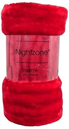 Papa Jones Ltd Luxury Faux Fake Fur Mink Throw Sofa Bed Blanket, Fluffy Reversible Blankets, Lightweight And Breathable Microfiber, (King (200x240cm), Red)