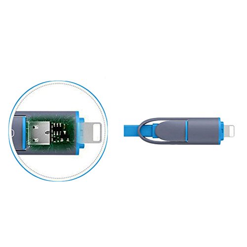 2 in 1 USB kabel für Blitz Micro Flach Kabel Lade Daten Sync Ladegerät Kabel für iPhone 7 6S plus SAMSUNG HUAWEI Telefonkabel (Blau) - 9