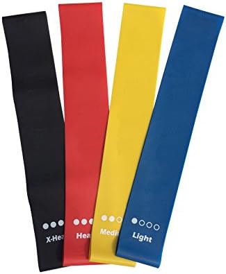 Resistance Loop Bands - Set of 4 Premium Exercise Bands - Great for Improving Mobility and Strength, Yoga, Pilates or for Injury Rehabilitation - Suitable for Women and Men - Made From Natural Latex Material