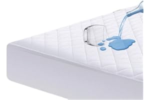 IMFAA Quilted Waterproof Double Size Extra Deep 40Cm Elastic Skirt Mattress Protector/Mattress Cover Anti Allergy and Breathable (Double-40(137x190) Cm)