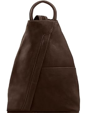 81409634 - TUSCANY LEATHER: SHANGHAI - Rucksack Tropfendesign aus Leder, Dunkelbraun