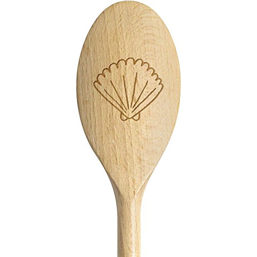 Azeeda 350mm (14 Inch) 'Sea Shell' Wooden Spoon (SN00020745)