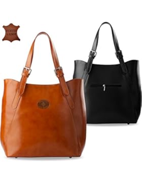 italienisches Design Shopper Bag Tasche Damentasche Naturleder Henkeltasche