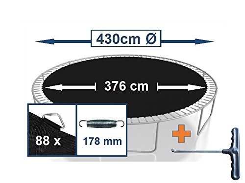 Sprungtuch Sprungmatte Ersatzteile für Trampolin Ø 430 cm 88 Ösen (Federn 17,8 cm)