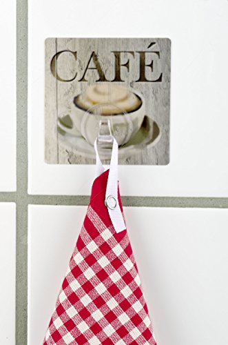 WENKO 4369300100 Static-Loc Wandhaken Uno Café – Befestigen ohne bohren, Kunststoff, Mehrfarbig - 4