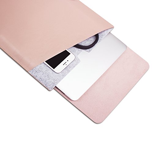 WALNEW 13.5 Microsoft Surface Book 13.5 Zoll Schutzhülle, Hülle, Case, Cover, mit Zwei-Taschen-Design mit Geschütztem Inneren und Externem Mousepad,Rosa - 2