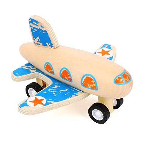 Small Foot- Macchinina da Corsa-Aereo Blu a trazione, in Legno Certificato FSC 100%, Ruote gommate per Una Maggiore aderenza Giocattoli, Multicolore, 11146