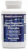 Magnesium Tablets with Vitamin B Complex | 120 Tablets of Magnesium 375mg and Vitamin B | Popular Supplement for Bone Health, Tiredness and Muscle Function | Manufactured in The UK