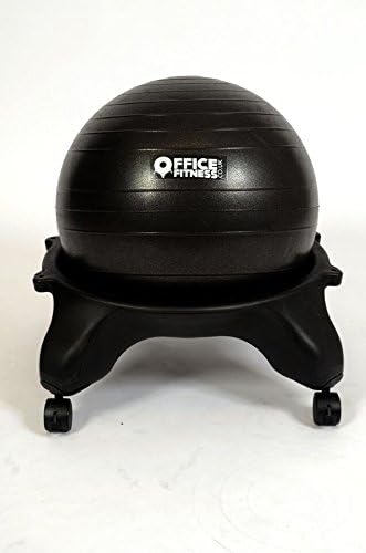 Office Fitness Balance Ball Chair No Backrest Model with Workout DVD and Booklet | Exercise Stability Yoga Ball Chair | Ergonomic Chair for Home and Office Desk - Includes Red Ball cosy