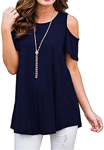 HAOMEILI Women's Long Sleeve Casual Cold Shoulder Tunic Tops Loose Blouse Shirts