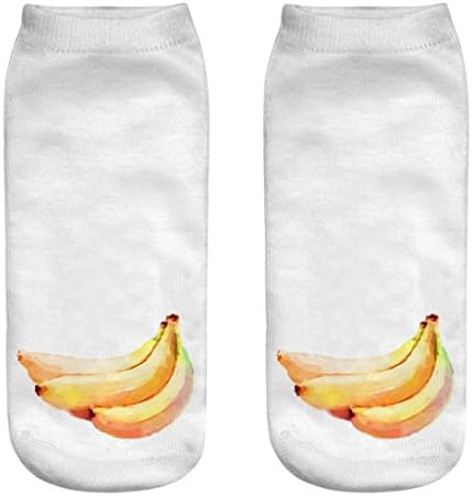 HUHU833 Adult Unisex Cute Casual Cotton Socks 3D Fruits Printing Medium Sports Socks (Banana)