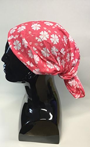 Multi-Purpose Multi functional Seamless Head wear Bandana in attractive white flower on pink background