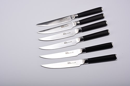 Steak Messer Glatte Klinge, Set von 6, von HuaXing GongMao, 5,5 Zoll Sharp German Steel Blade + Komfortable Dark Mahagoni Griff + 100% Lifetime Garantie - 3