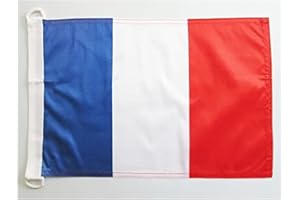 AZ FLAG - Drapeau France - 45x30 cm - Pavillon Nautique Français Spécial Bateau Et Extérieur En Maille Bloquée Avec Anneaux Plastiques Intégrés - 30g