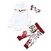 Produktbild ALISIAM Kinderkleidung Kind Winter Frühling Freizeit Gemütlich Täglich Rundhals Lange Ärmel Mit Kapuze Rose drucken Sweatshirt Dreiteiliger Anzug Tops + Hosen + Haarband Trainingsanzug Passen