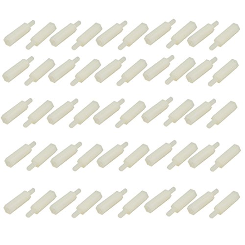 50 pcs Nylon Hex demVorfall Spacer Buchse auf Stecker 2,5 x 15 M + 6 millimeter Weiß
