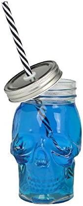 Skull Drinking Jar with Lid and Straw 480 ml
