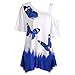 Produktbild ESAILQ Größe Frauen Schmetterling Druck T-Shirt Kurzarm Tops Bluse (XXL, Dunkelblau)