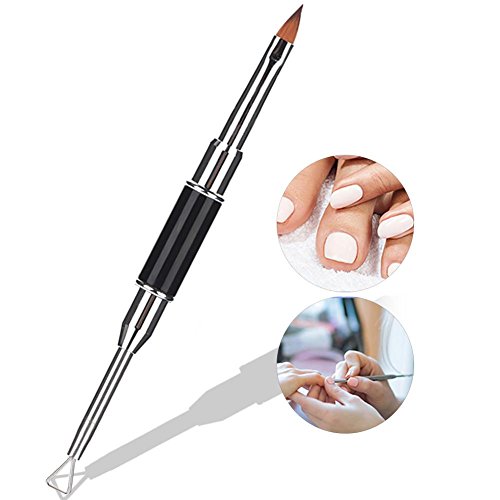 Preisvergleich Produktbild Häutchen-Schieber-Edelstahl-Doppeltkopf Nagelbürste entfernen Gel-Nagellack-Nagel-Kunst-Entferner-W...